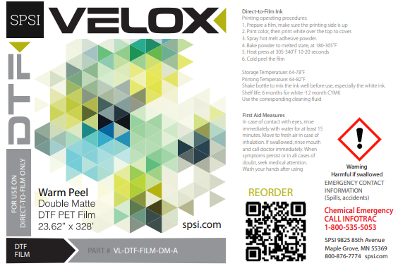 VELOX Warm Peel DTF Film 23.6" x 328' Roll